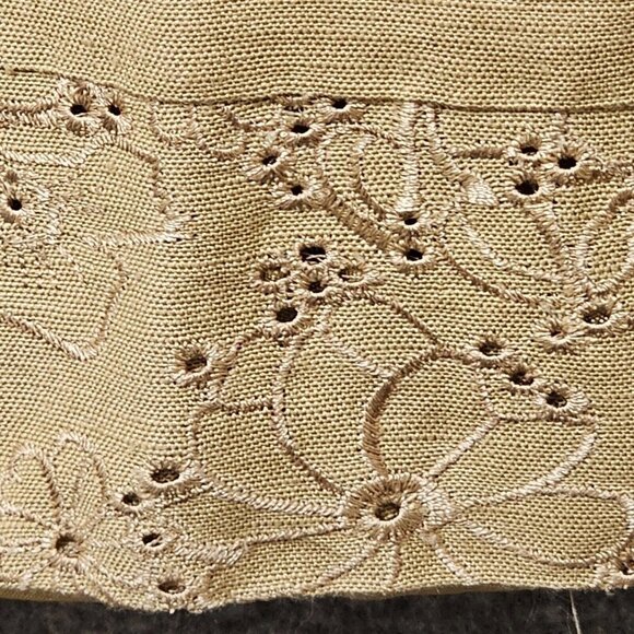 Kenar Pants Womens Sz 16 Linen Blend‎ Brown Embroidered Floral Wide Leg Side Zip - Picture 4 of 16